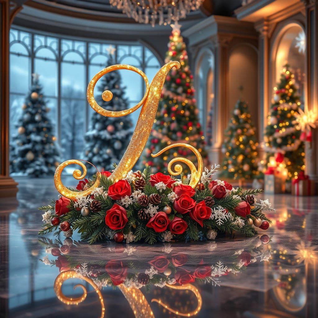 Luxurious Christmas Billboard Art in Whimsical Watercolour S...