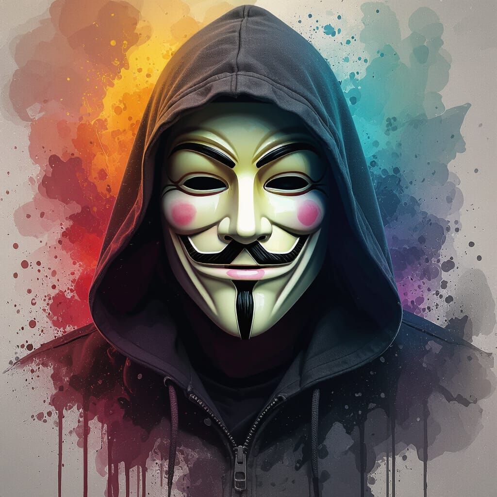 Hooded Figure with Guy Fawkes Mask - Splash Art Concept