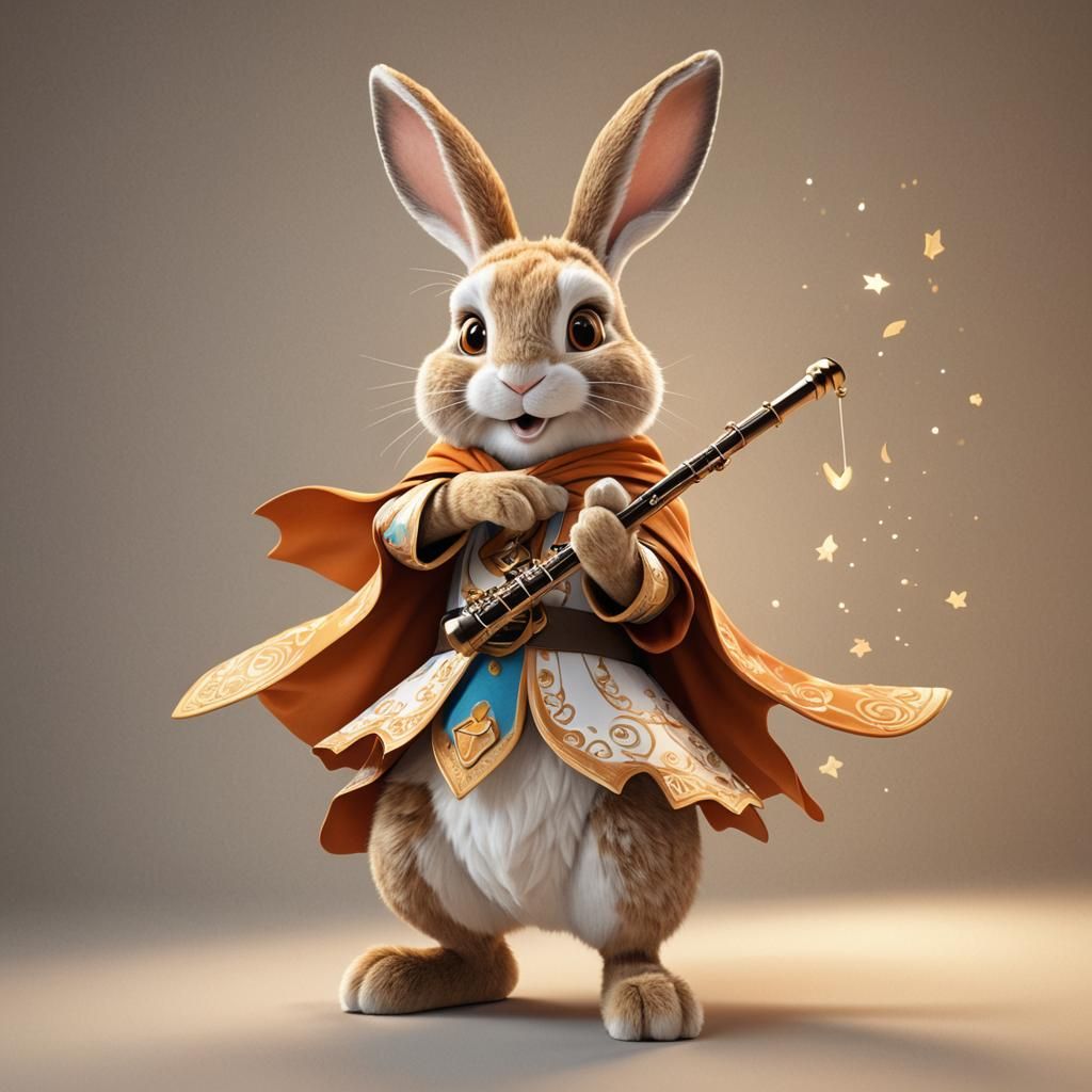 Friendly Rabbit Superhero in Dreamy 3D Illustration