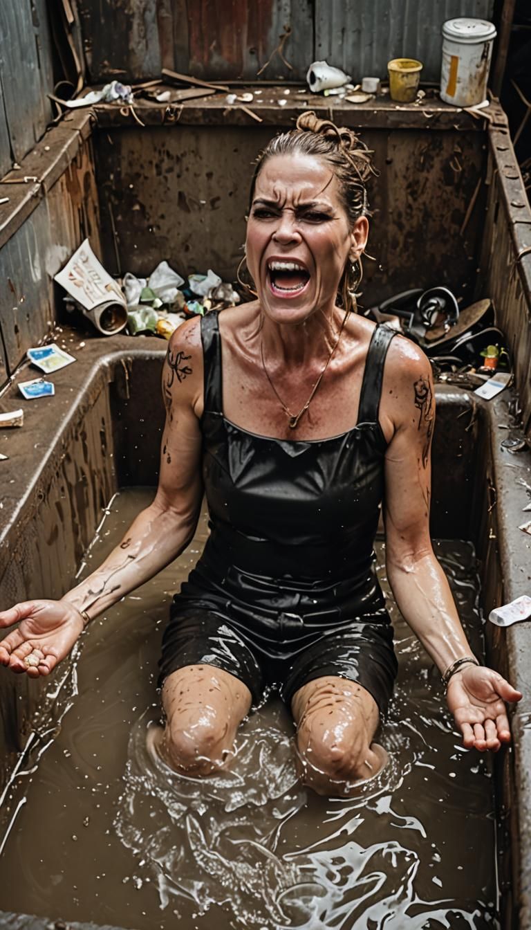 Screaming Woman in Tub of Filth