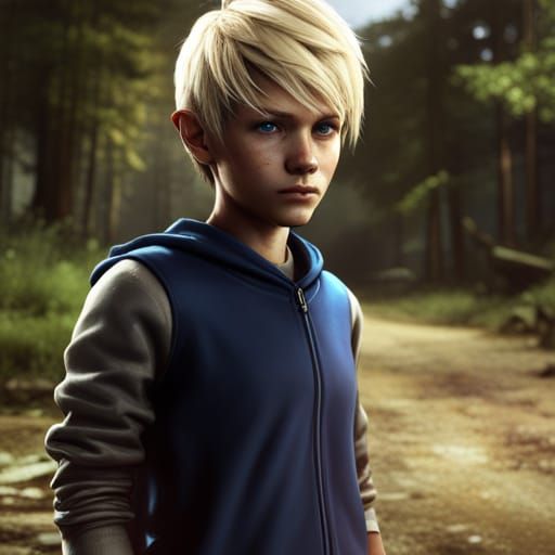 Boy with Blond Hair, Detailed Matte Painting