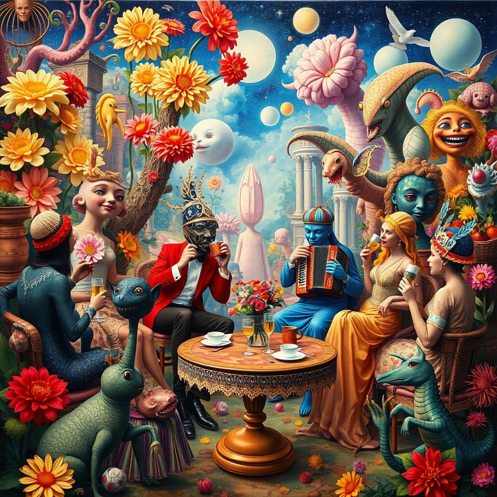 Surreal Garden Party in a Maximalist Style