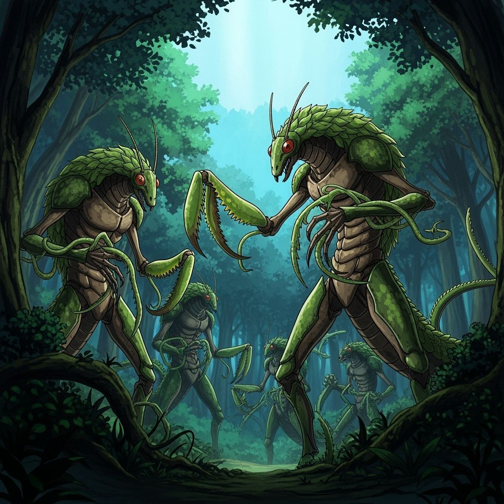 Plasectiles: Reptilian Insectoids in Lush Forest