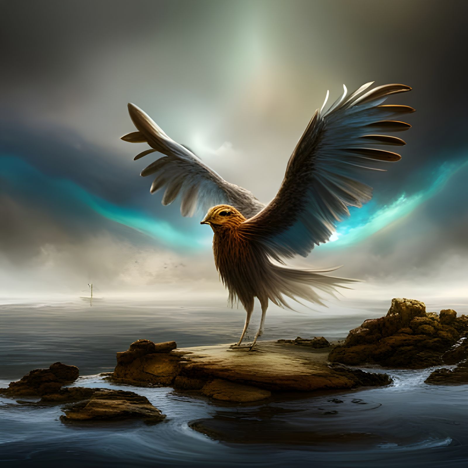 Eagle with Open Wings: Detailed Fantasy Art