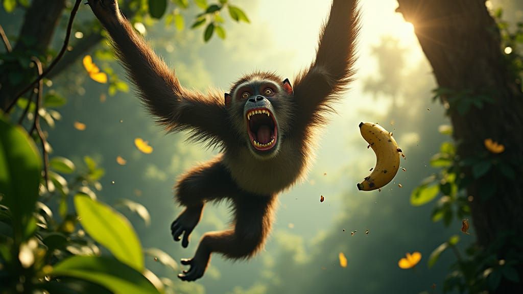 Monkey Falls from Tree in Hilarious Jungle Scene