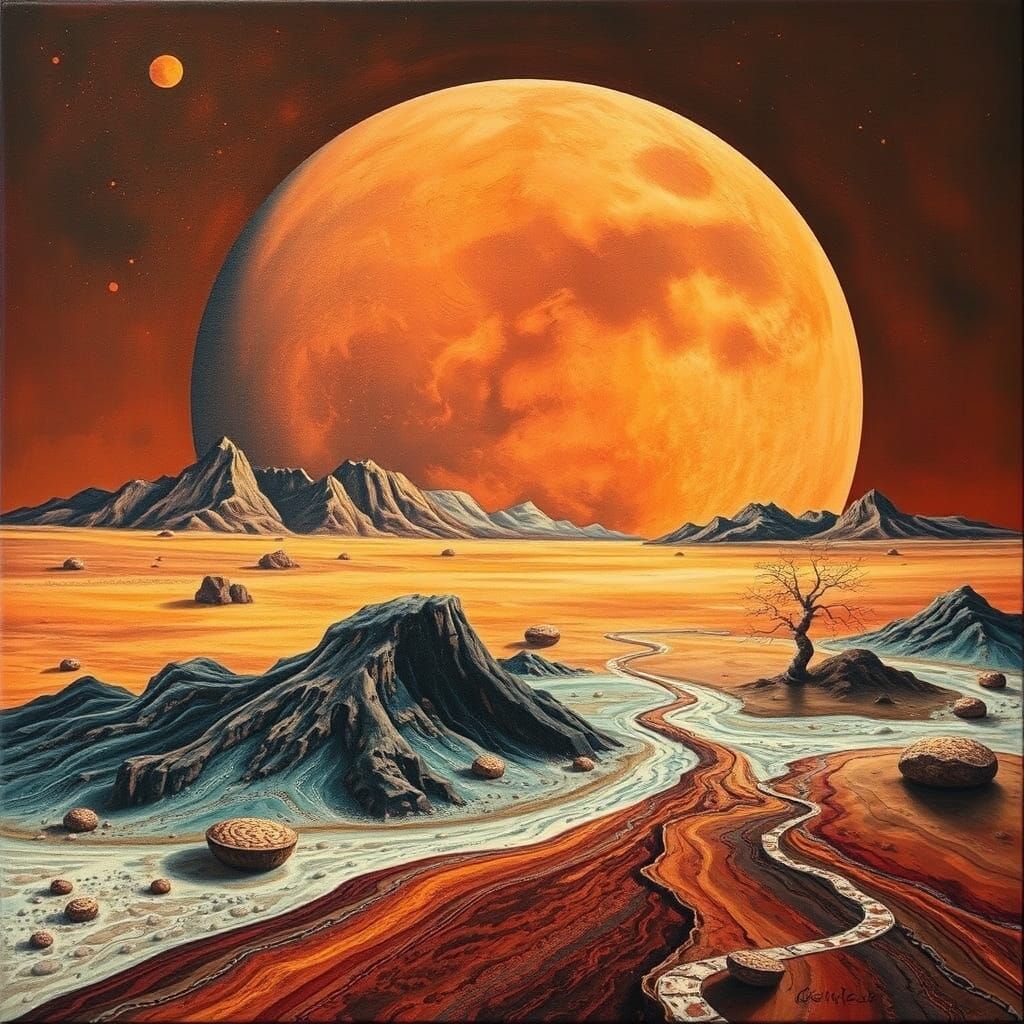 Surreal Martian Landscape in Salvador Dali Style