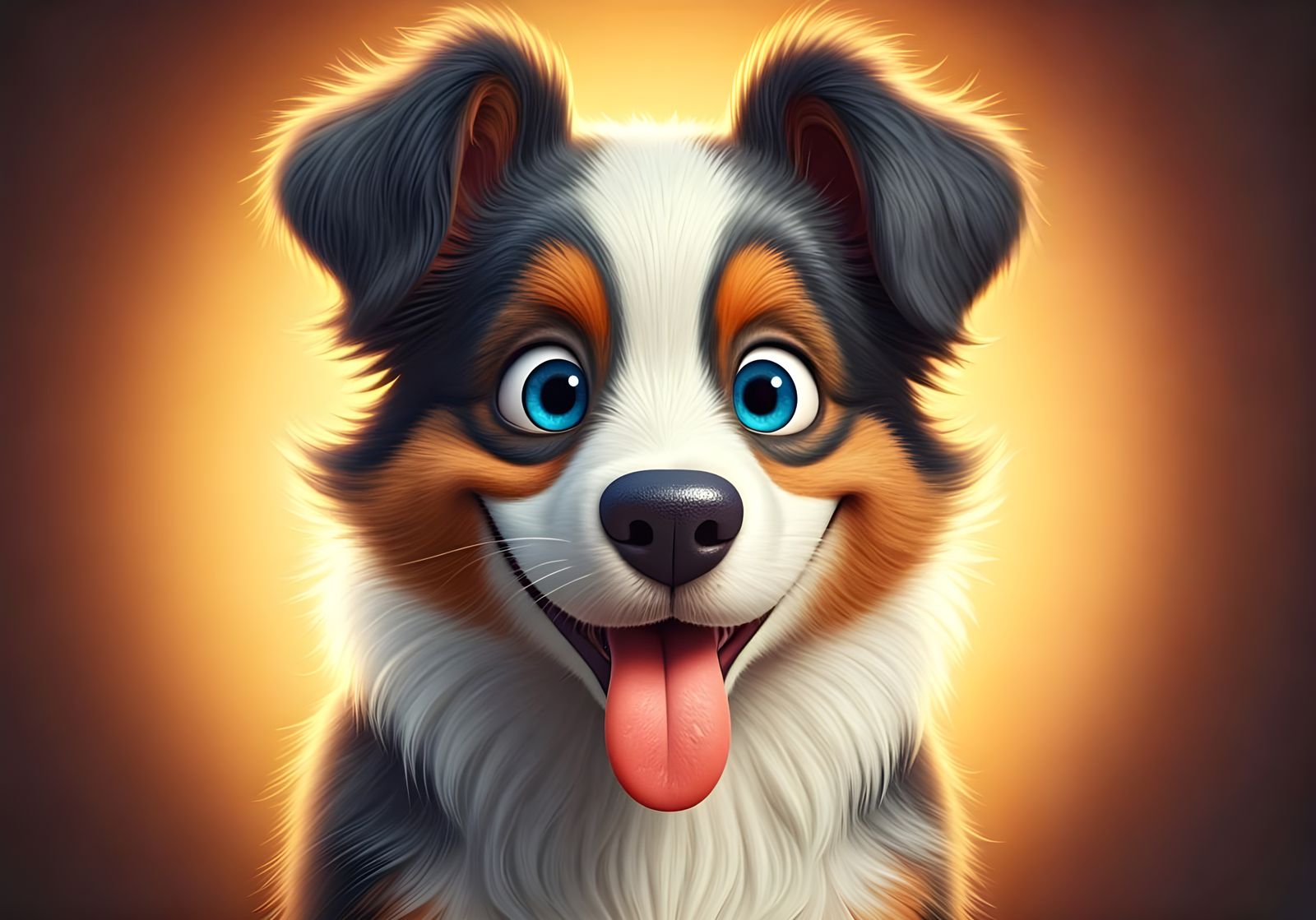 Disney-Style Australian Shepherd Puppy in Playful Mischief