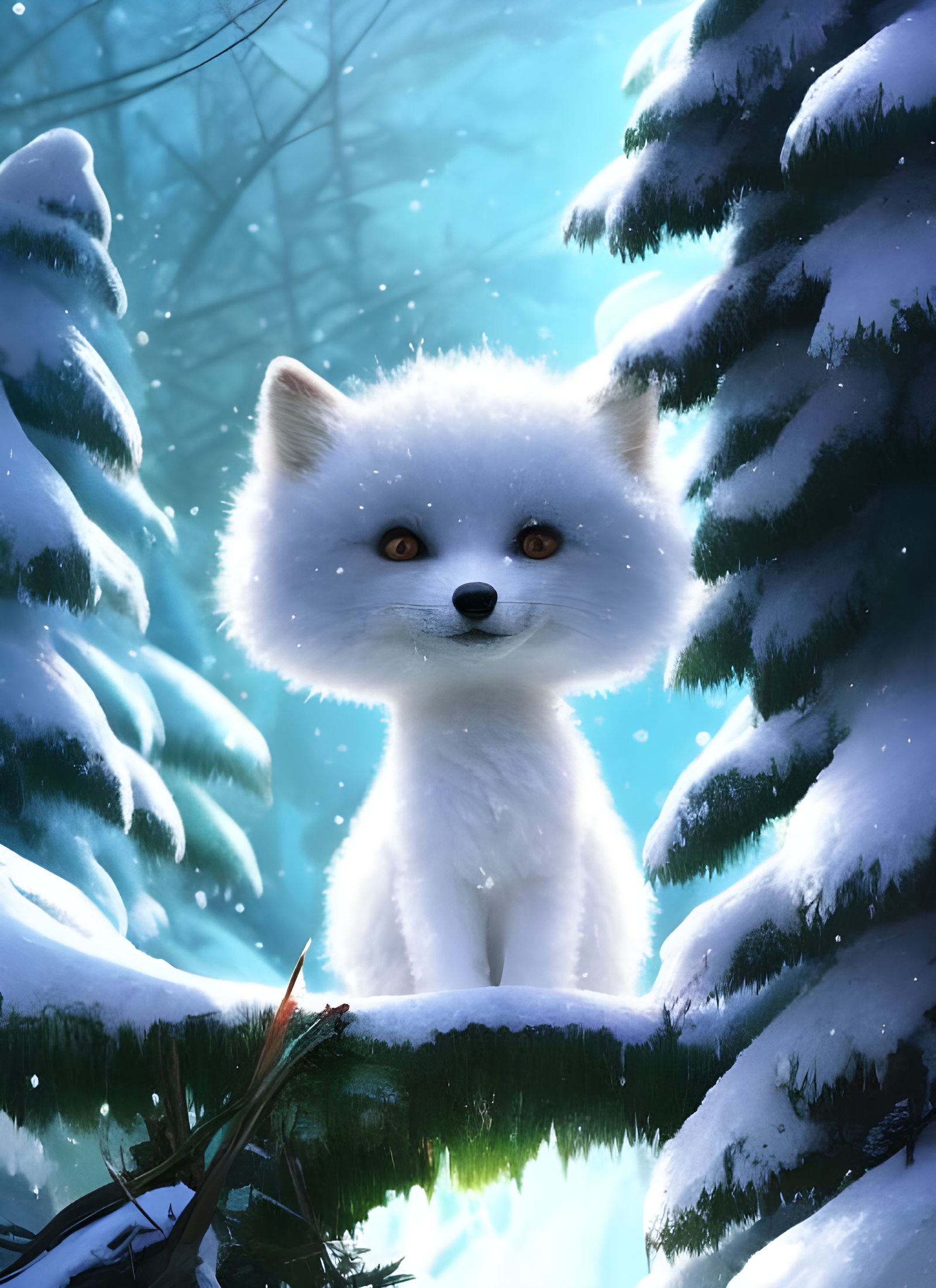 Cute Baby Snow Fox