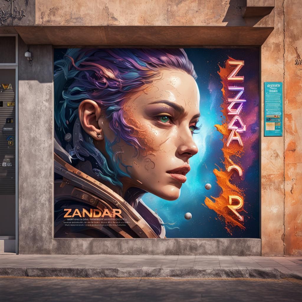 Zandar Spaceways Travel Poster, Hyperrealistic Concept Art