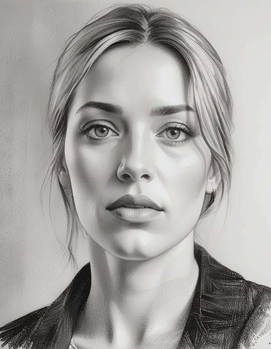 Cubist Portrait in Dark Charcoal and Pencil