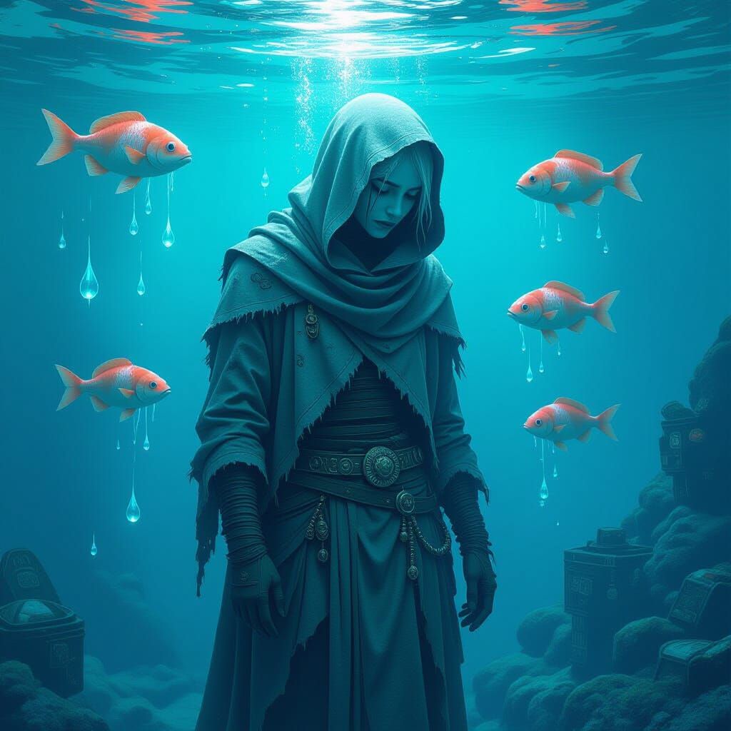 Underwater Sadness in Dreamlike Neon Hues