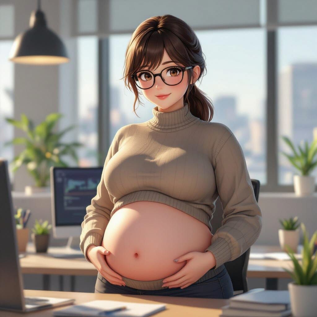 Nerdy Office Girl in 3D Anime Style