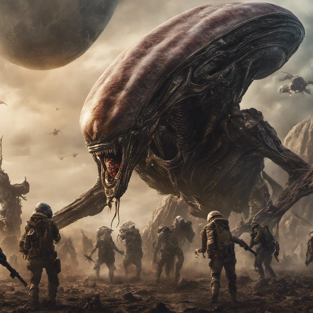 Humans and Aliens at War: Hyperrealistic Digital Art