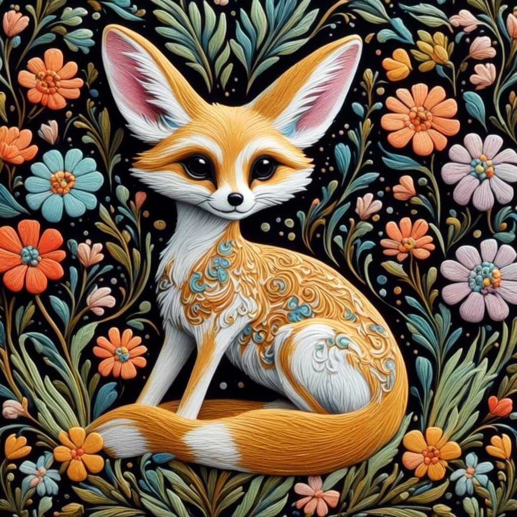 Fennec Fox in Palekh Style