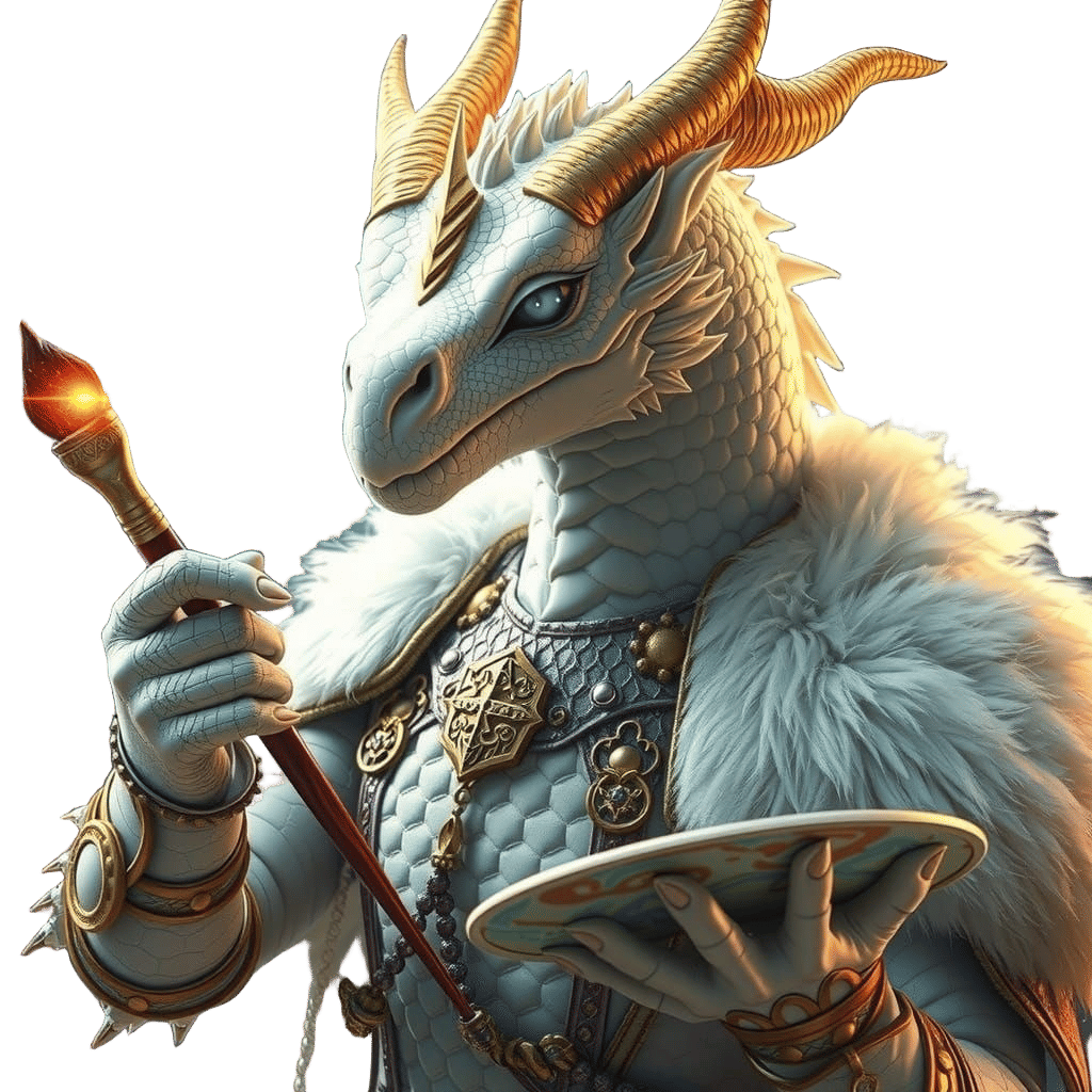 Dragonborn Artist Wields Magic Paintbrush in Winter Landscap...