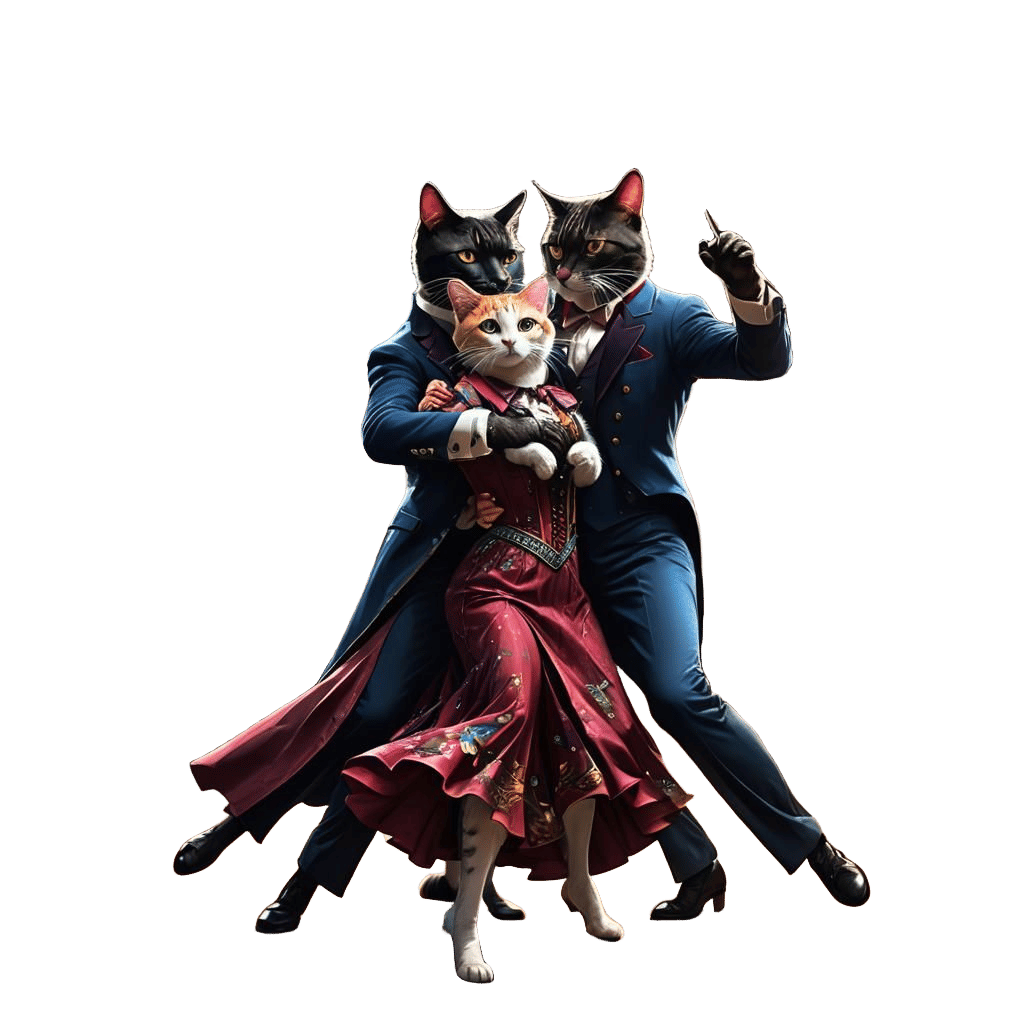 Cats Dancing Tango: Detailed Matte Painting