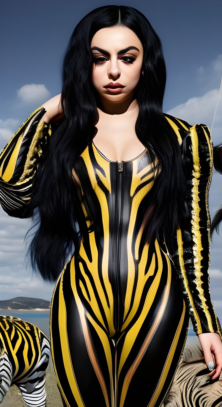 Charli XCX, latex catsuit