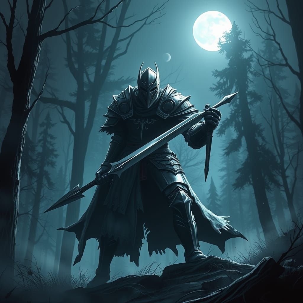 Knight Artorias in Moonlit Forest Splash Art