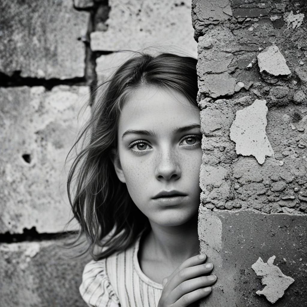 Emotive Girl in War-Torn Fauvist Landscape