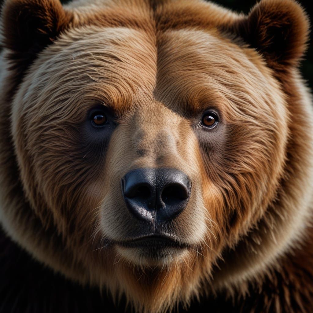 Concerned Kodiak Bear in the Dark