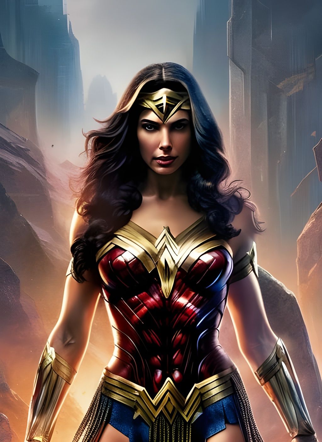 Wonder Woman Crayon Caricature in Hyperreal Style