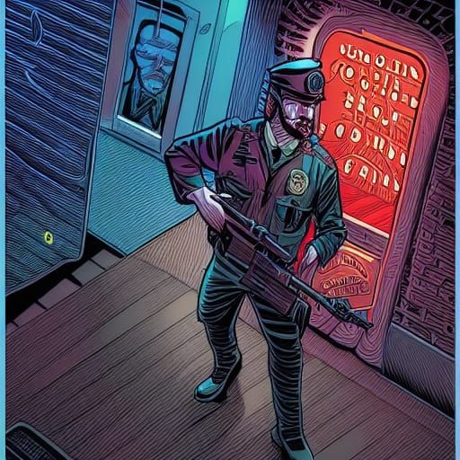 Officer in Comic Book Style Art