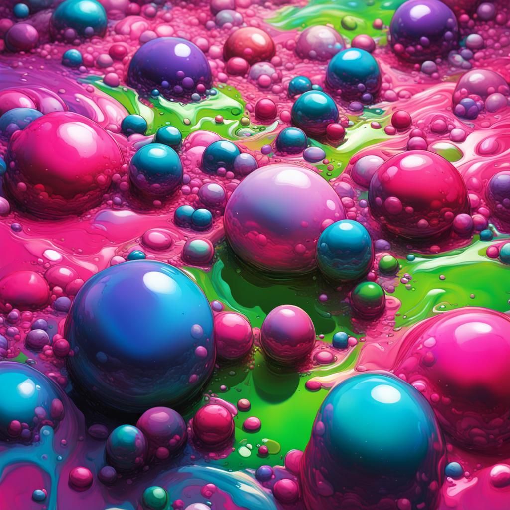 Colorful Bubble Sea in Graffiti Splash Art Style