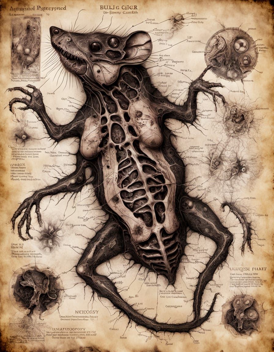 Gigeresque Rat Autopsy in Srpia Tones