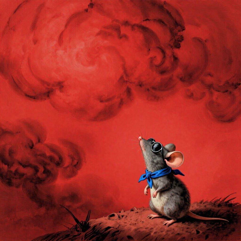 Mouse in Red Sky Horror