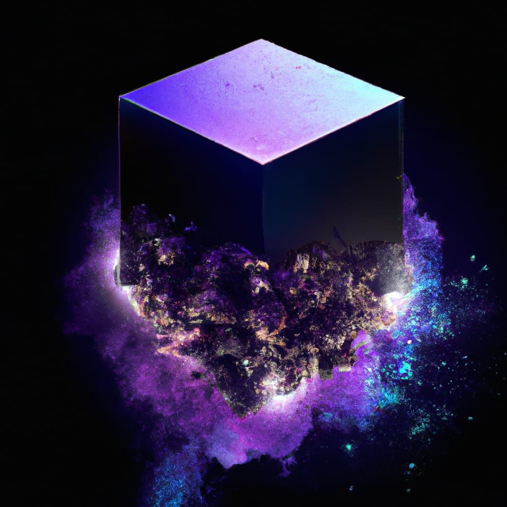 Cosmic Explosion Inside Floating 3D Cube