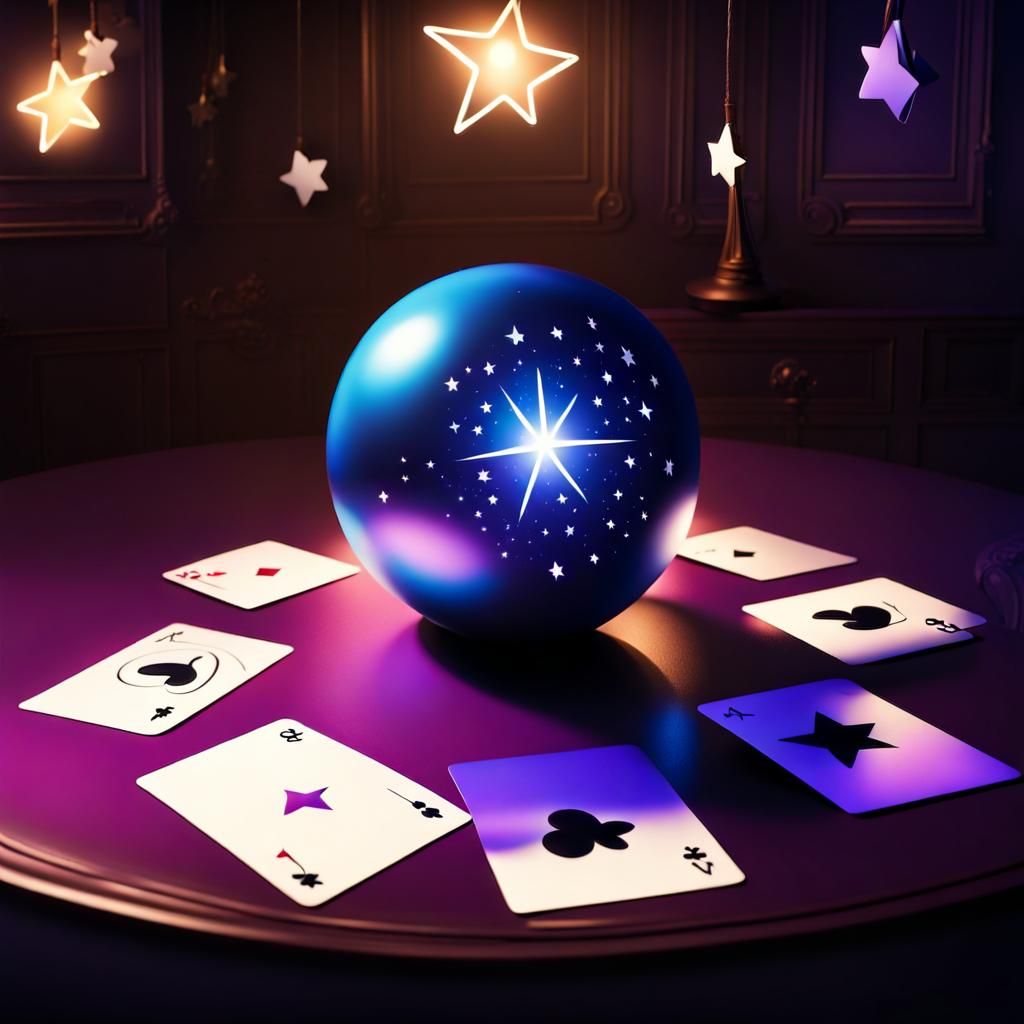 Cards and Orb Lighten Dark Starry Room