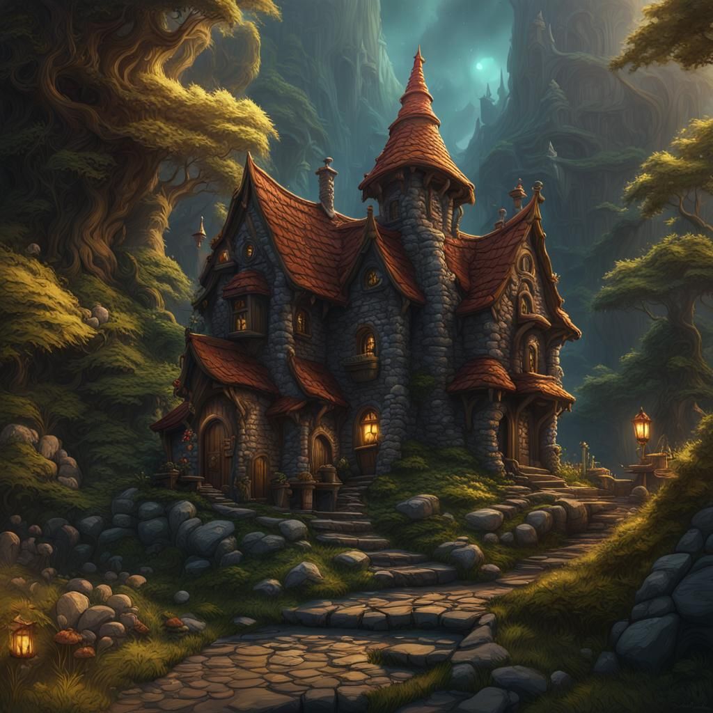 Detailed Matte Painting of a Gnome House
