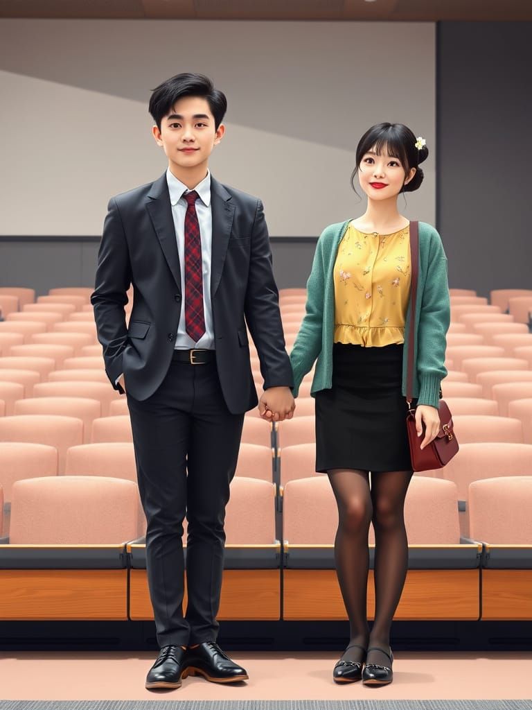 A Modern Couple in Love: Elegant University Lecturers in a L...