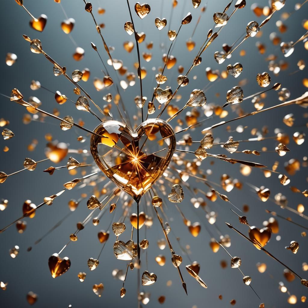 Glass Heart Shatters: High-Contrast Macro Photograph
