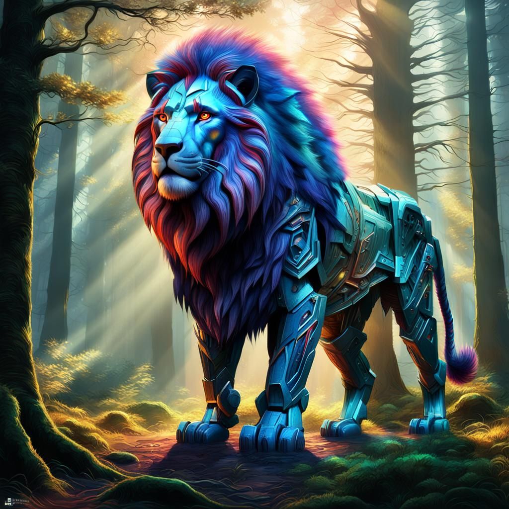 Optimus Prime Lion Hybrid in Mystical Forest