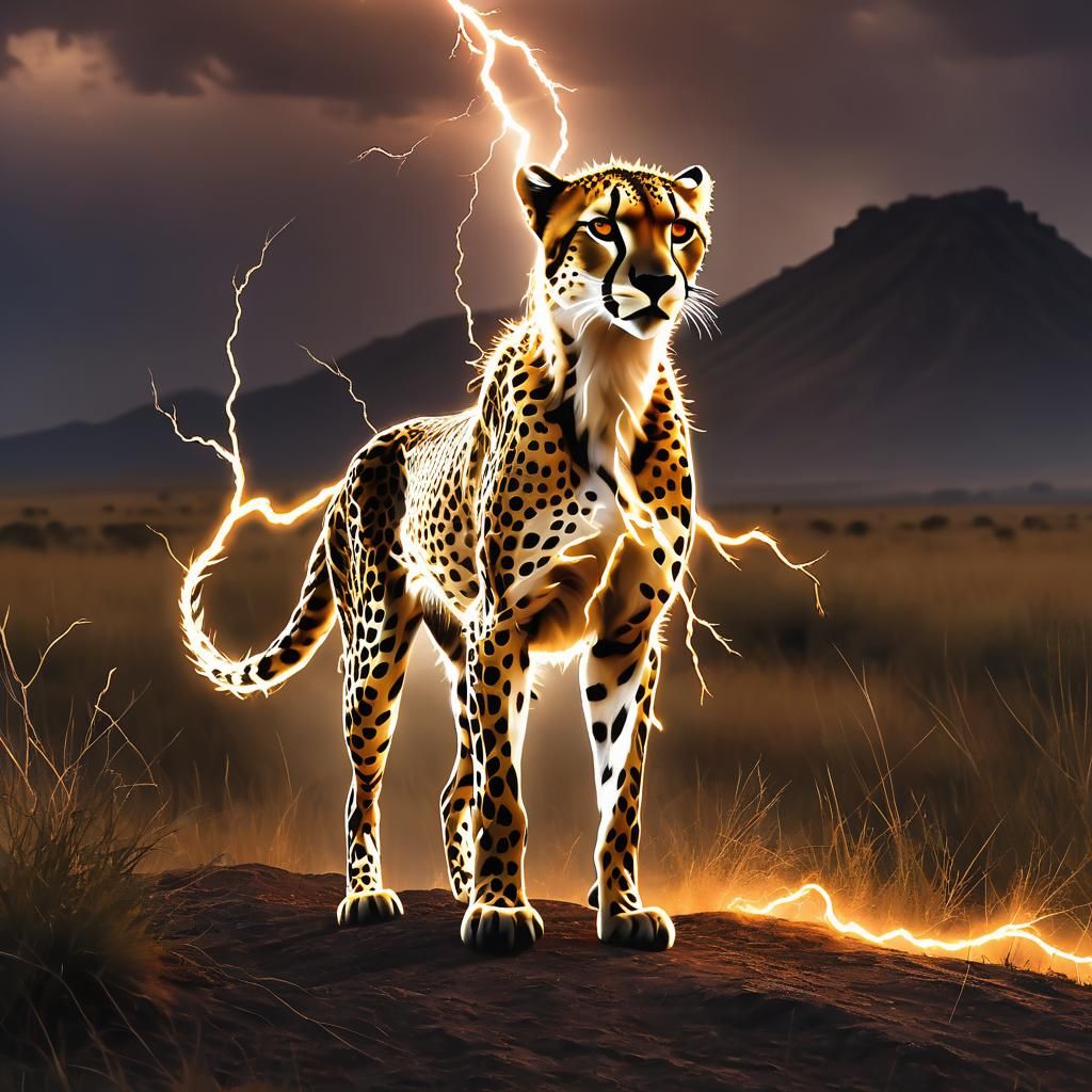 Lightning Cheetah on Savanna Hill