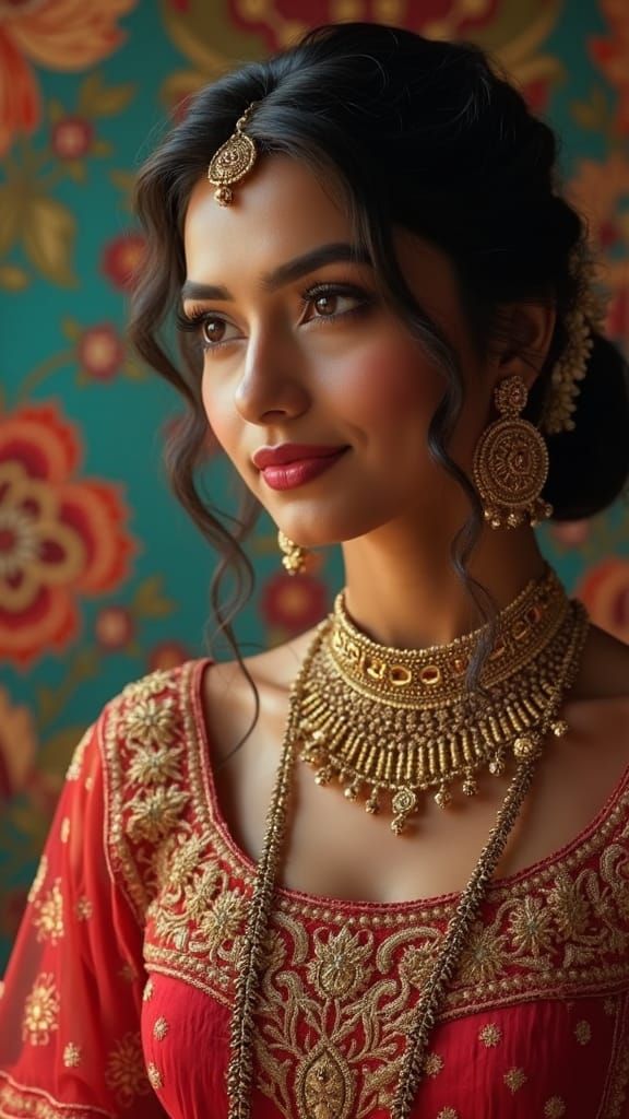 Majestic Indian Woman in Traditional Attire