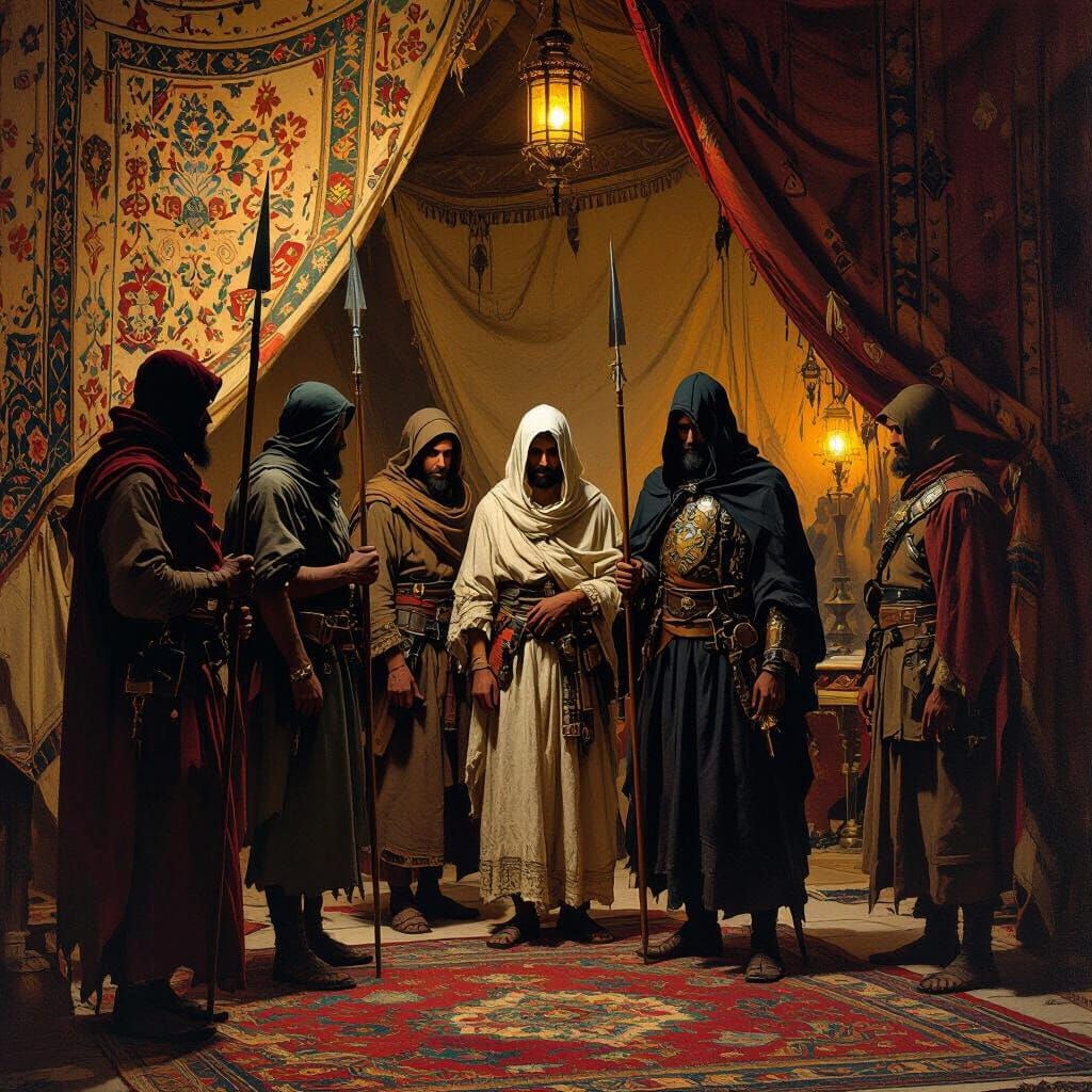 Travelers in Lavish Tent, Orientalist Style