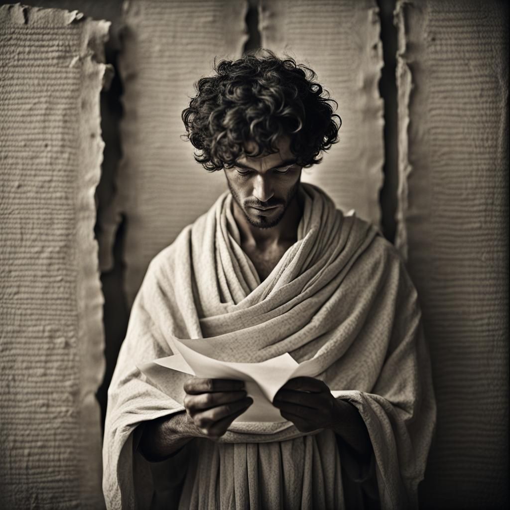 Man at Wailing Wall in Naturalistic Style