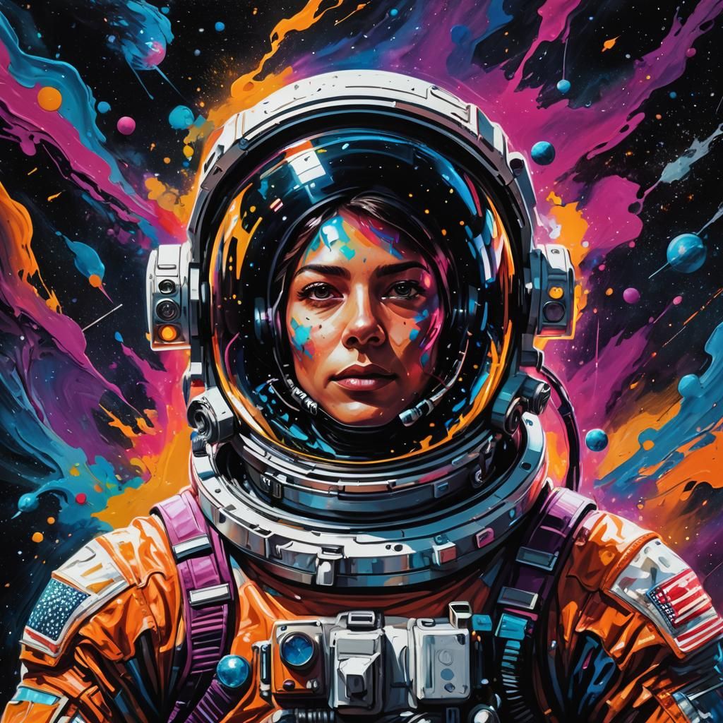 Astronaut in Deep Space: Sci-Fi Street Art Fusion