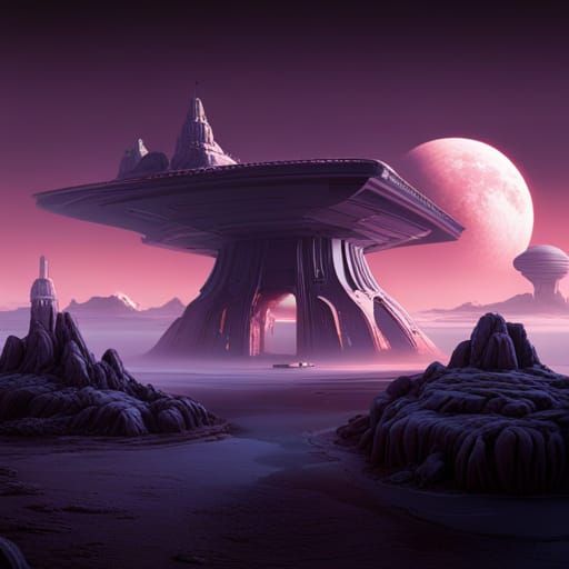 Chilling Under a Spaceship: Detailed Matte Painting