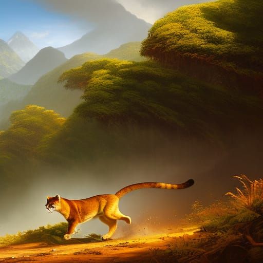 Mountain Lion in Bolivian Jungle, Fantasy Art