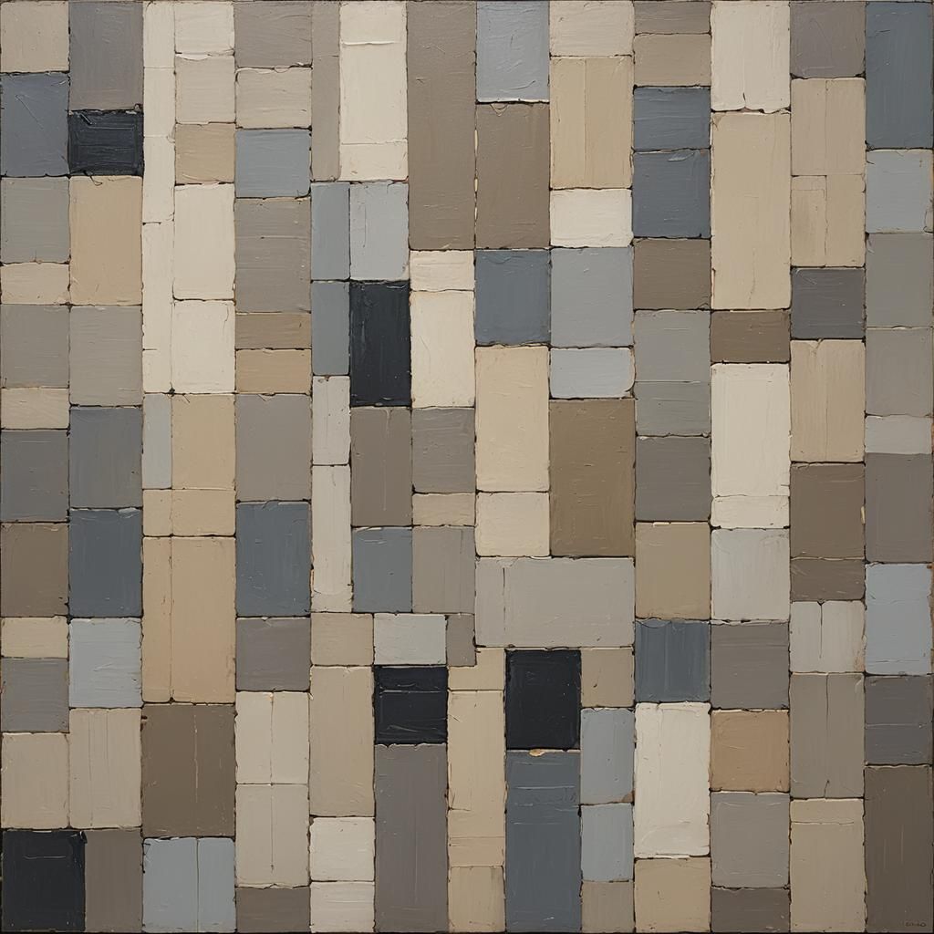 Geometric Oil Painting with Stripes and Ovals