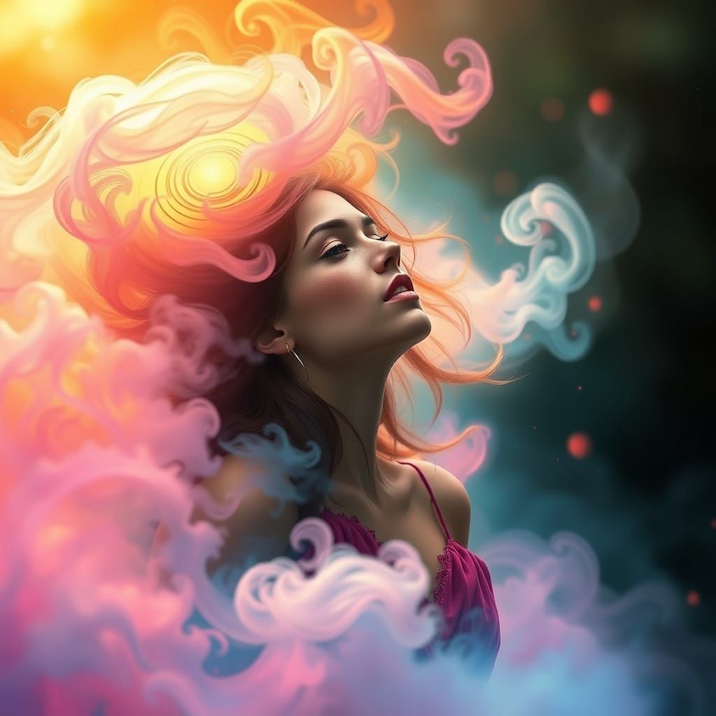 Ethereal Woman in a Kaleidoscope of Sound