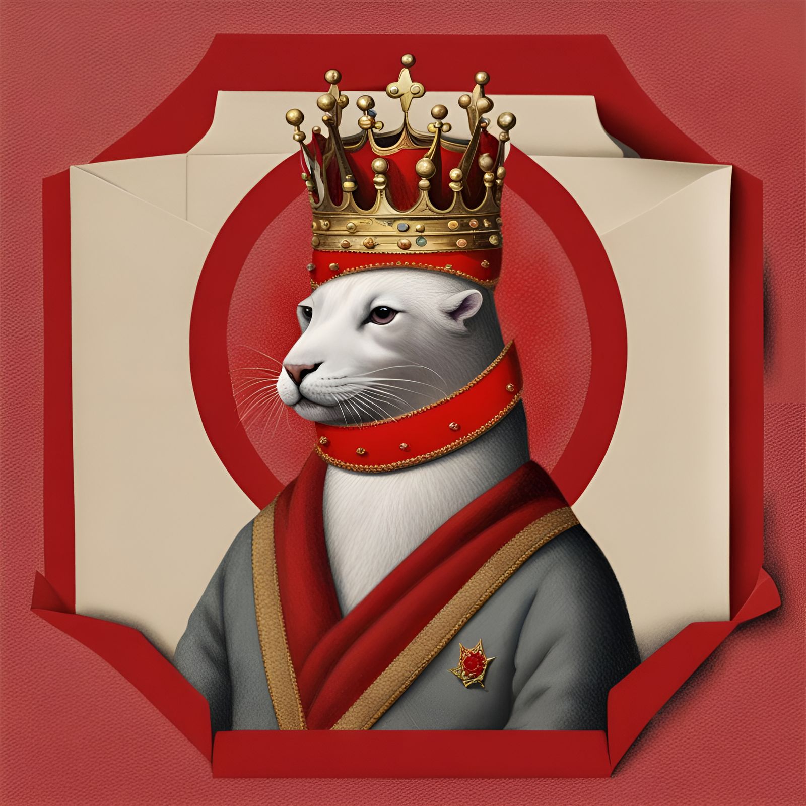 Red Seal with Crown in Envelope Collage Art