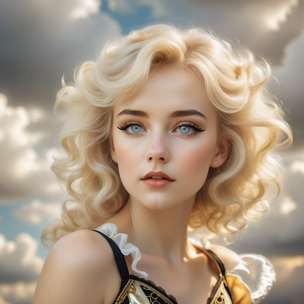 Ethereal Blonde Woman in Opulent Corset