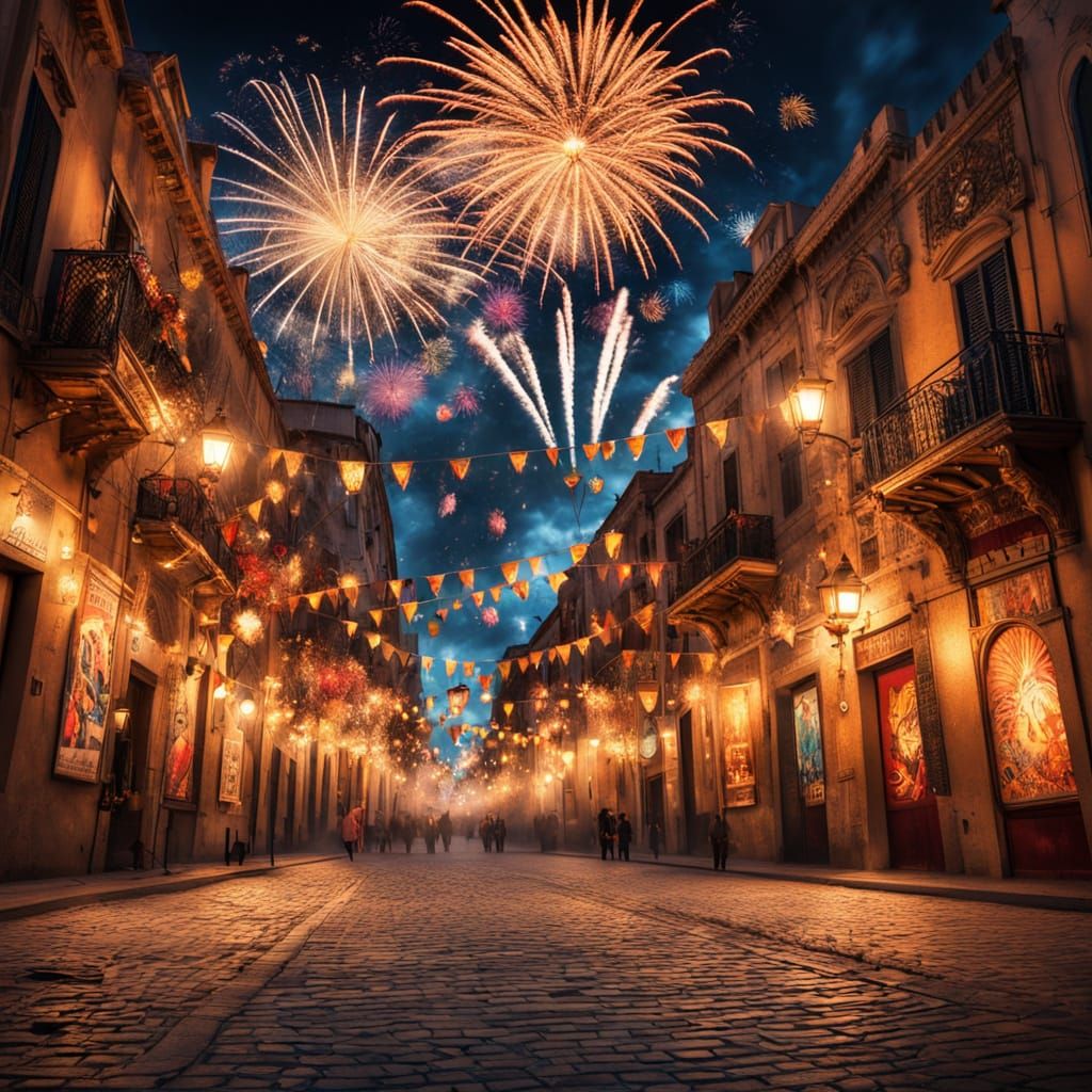 Valencia's Fallas Festivities Under Cinematic Night Sky