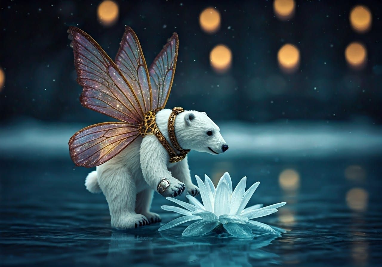 Steampunk Fairy Polar Bear at Ice Party