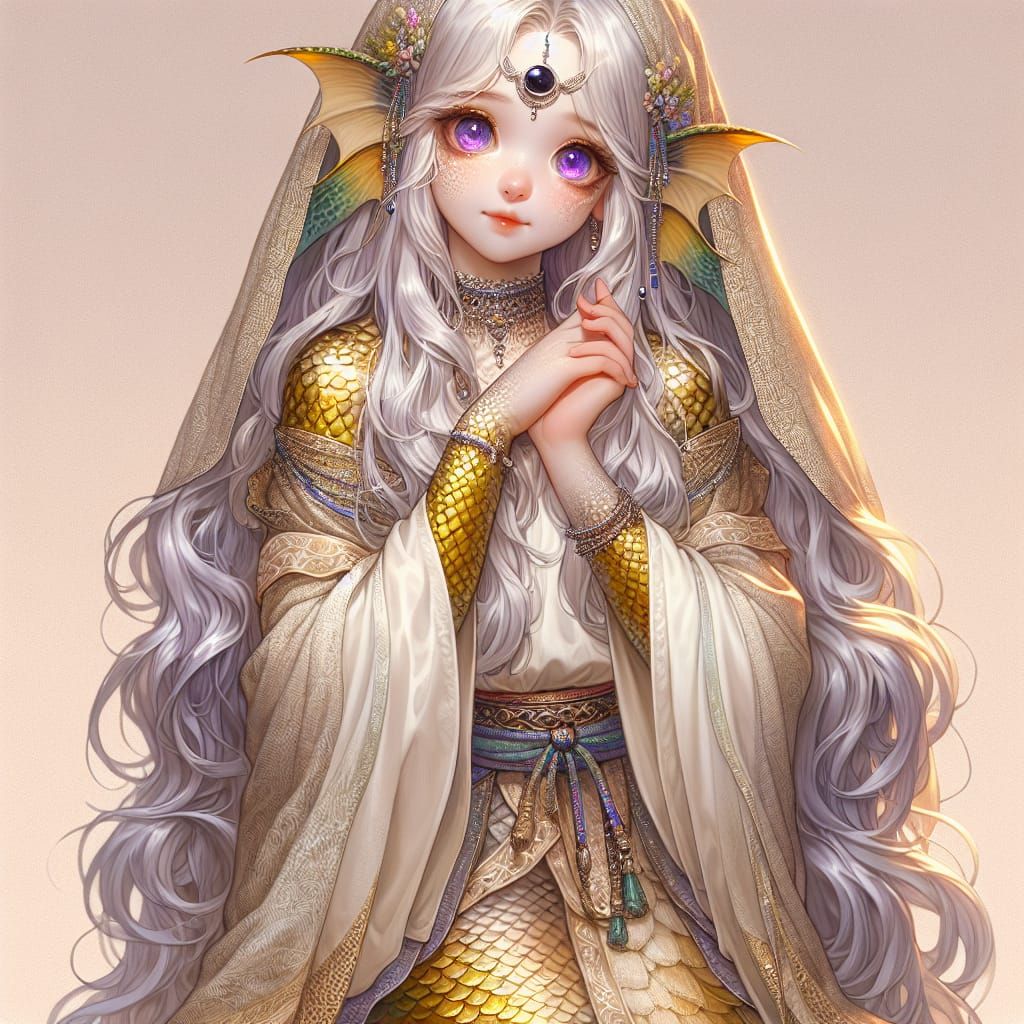 Golden Scaled Maiden in Romantic Style