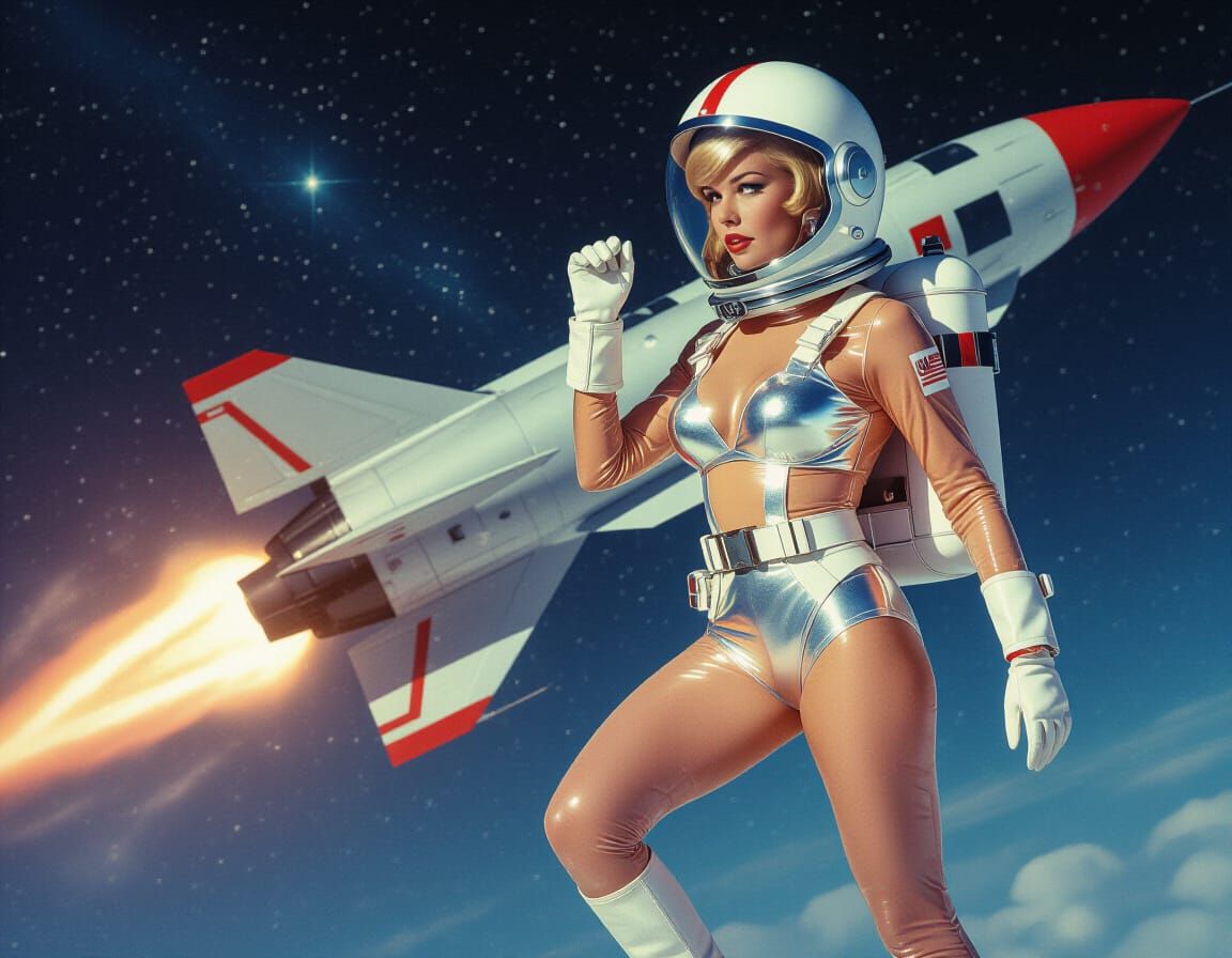 Barbarella-Inspired Sci-Fi Astronaut in Space